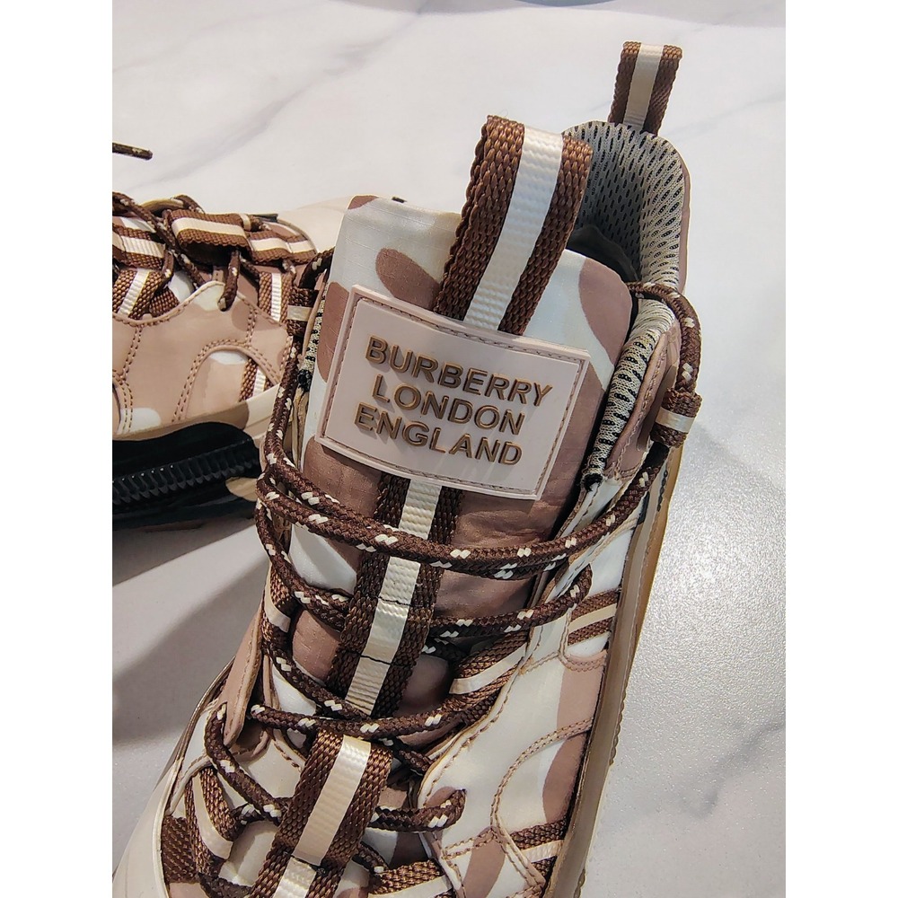 Burberry Camouflage Beige Black Sneakers Arthur Low Top Lace-Up Sz 10 2022 43EU - Picture 5 of 16